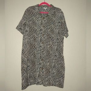 BP. Gently worn cheetah print button-down dress with ties in back